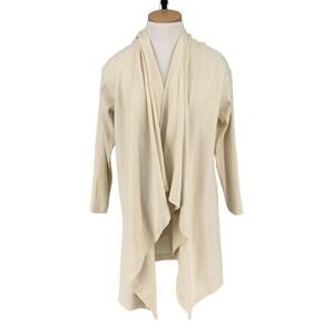 Banana Republic Ribbed Drape Front Cardigan Small Cream Soft Cotton Lounge